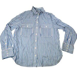 Madewell Womens Blue & White Striped Button-Down Shirt Size 10
